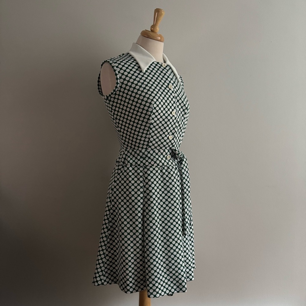 Vintage Green and White Polka Dot Mini Dress - Picture 4 of 12
